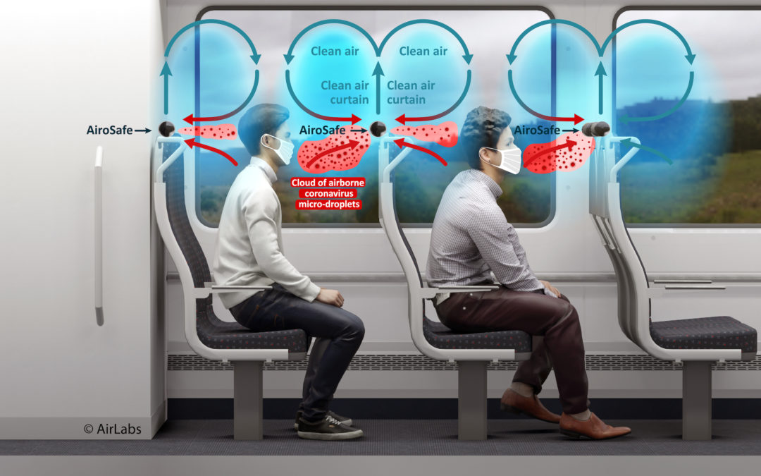 Air filtration system to protect public transport passengers from airborne viruses